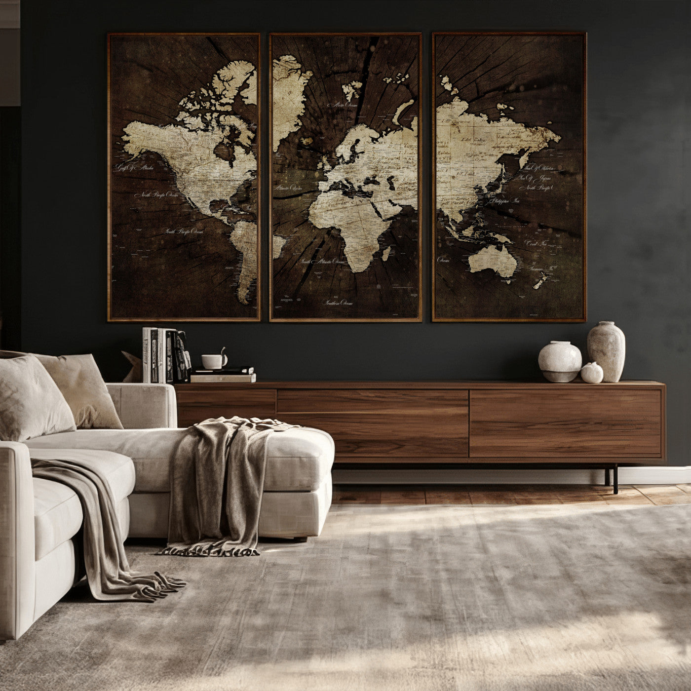 40991509-MGV-CV-36X24 - World Map Wall Art Canvas Print, Modern Decorative Framed Map Artwork Prints for Living Room, Office, Bedroom Wall Decor