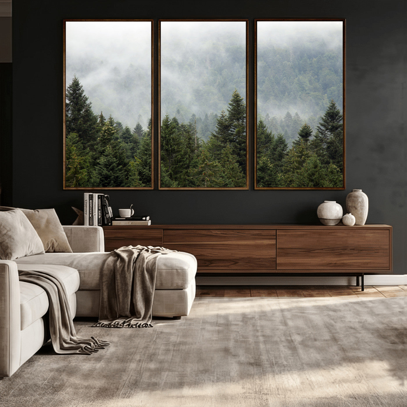 37010054-MGV-CV-36X24 - Misty Mountain Forest Wall Art Canvas Print