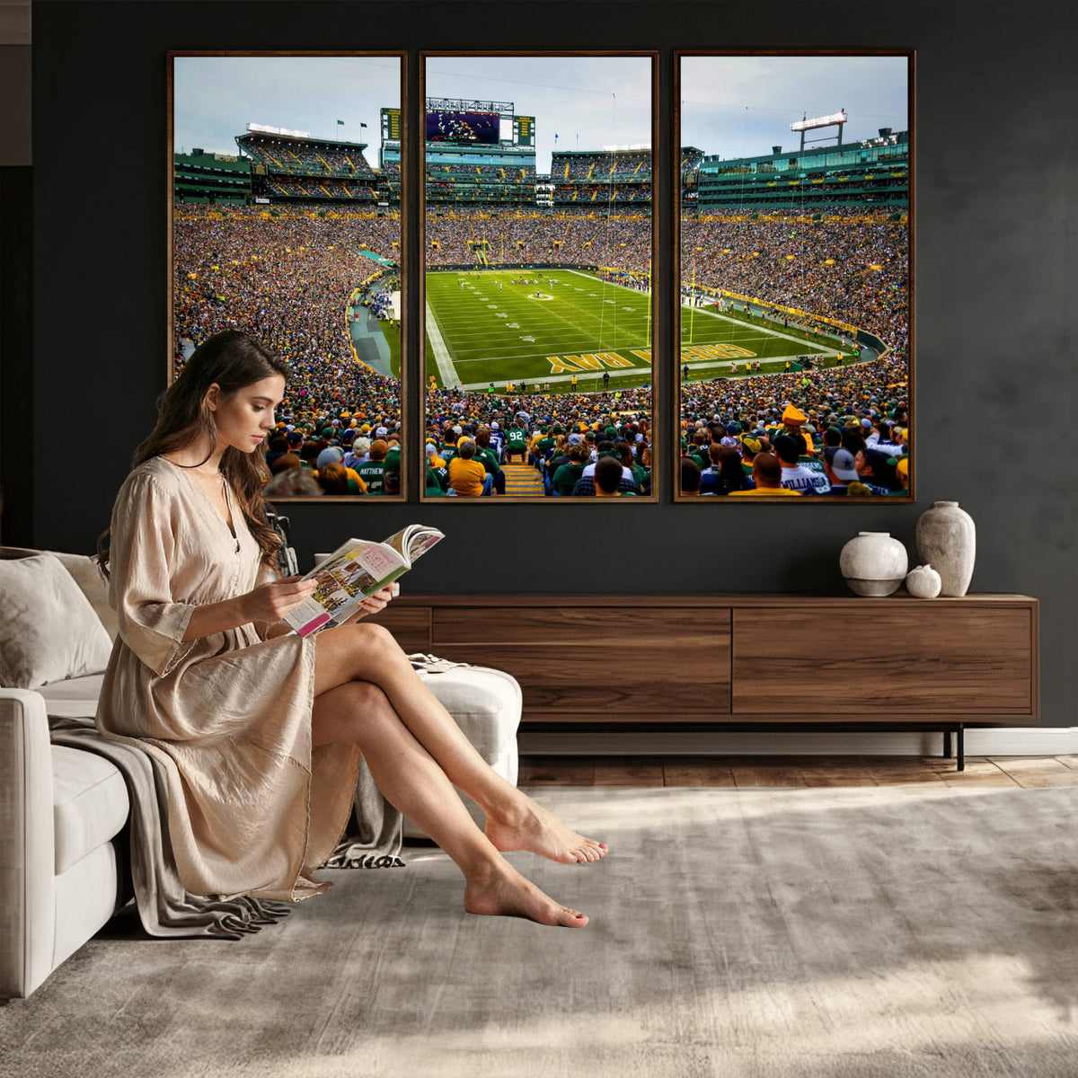 56521752-MGV-CV-36X24 - Green Bay Packers Stadium Wall Art Canvas Print, Lambeau Field