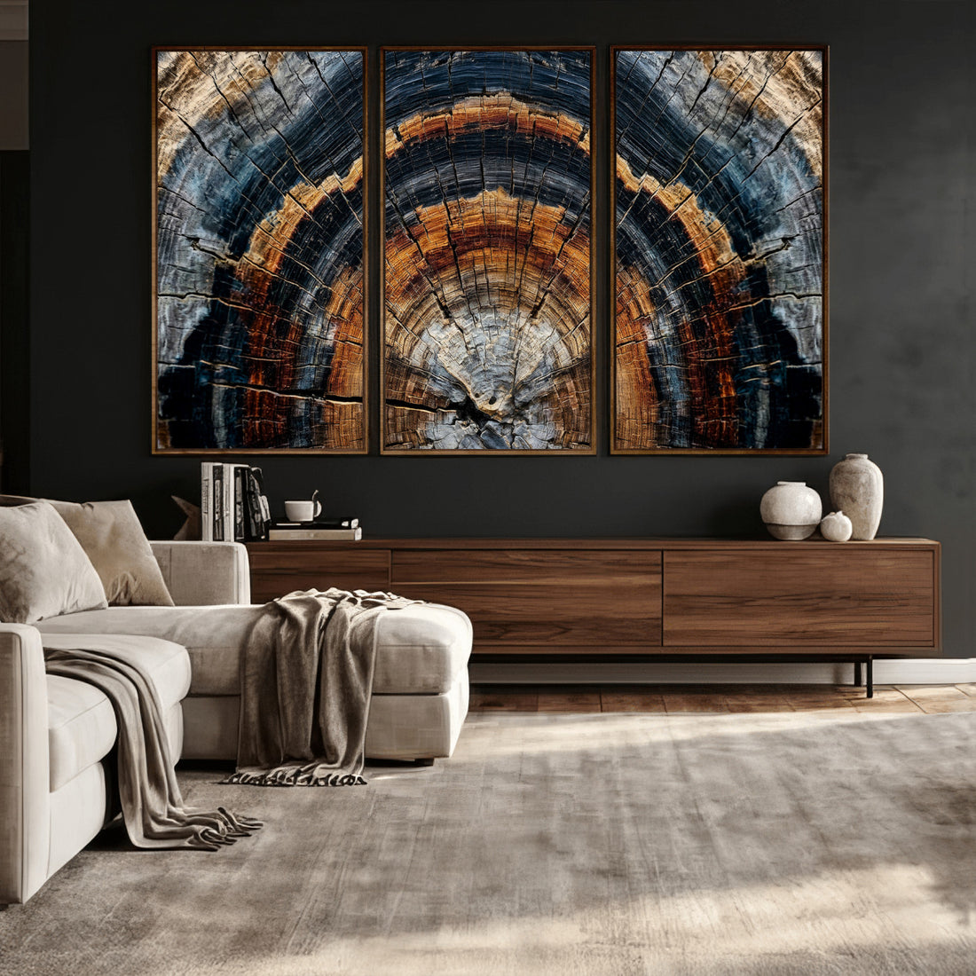 Abstract Wood Grain Canvas Print, Tree Ring Pattern Wall Art, Extra Large Living Room Wall Decor