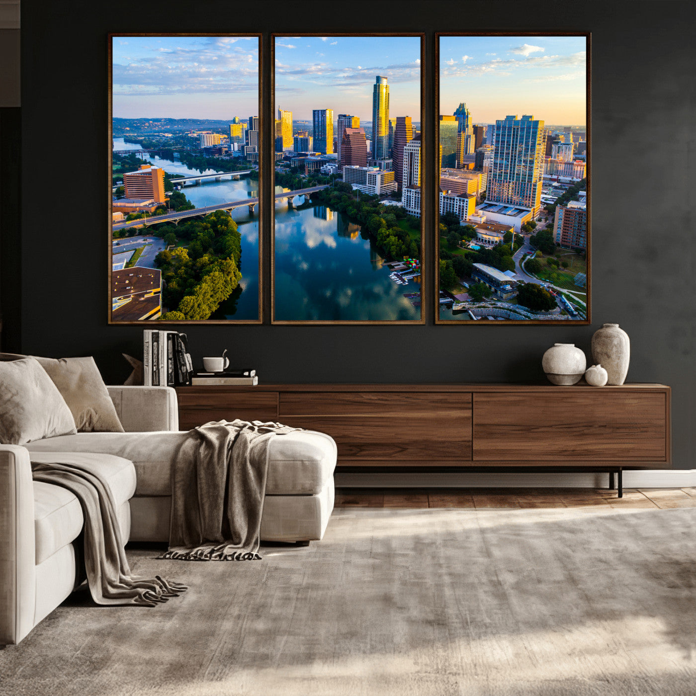 33675326-MGV-CV-36X24 - Austin Skyline Wall Art Canvas Print, Austin Downtown Night Cityscape Print for Modern Urban Wall Decor