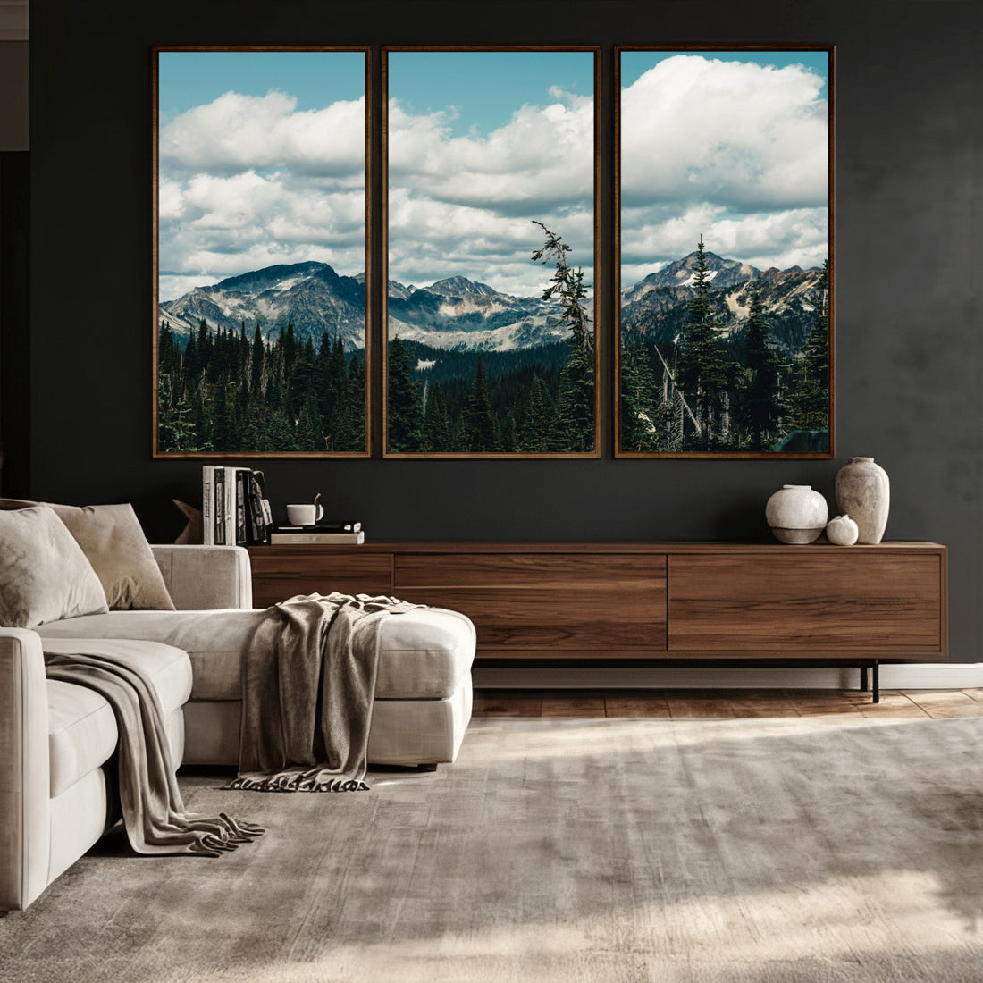 Mountain Forest Wall Art Canvas Print, Alpine Pine Tree Landscape Photography