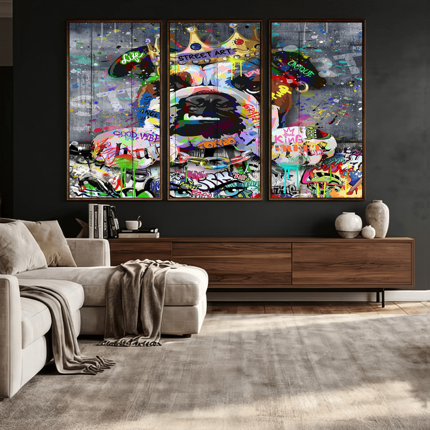 45209731-MGV-CV-36X24 - Dog Wall Decor for Teen Bedroom Decor - Graffiti Animal Canvas Wall Art for Teen Room Decor - Abstract Wall Painting Ready to Hang