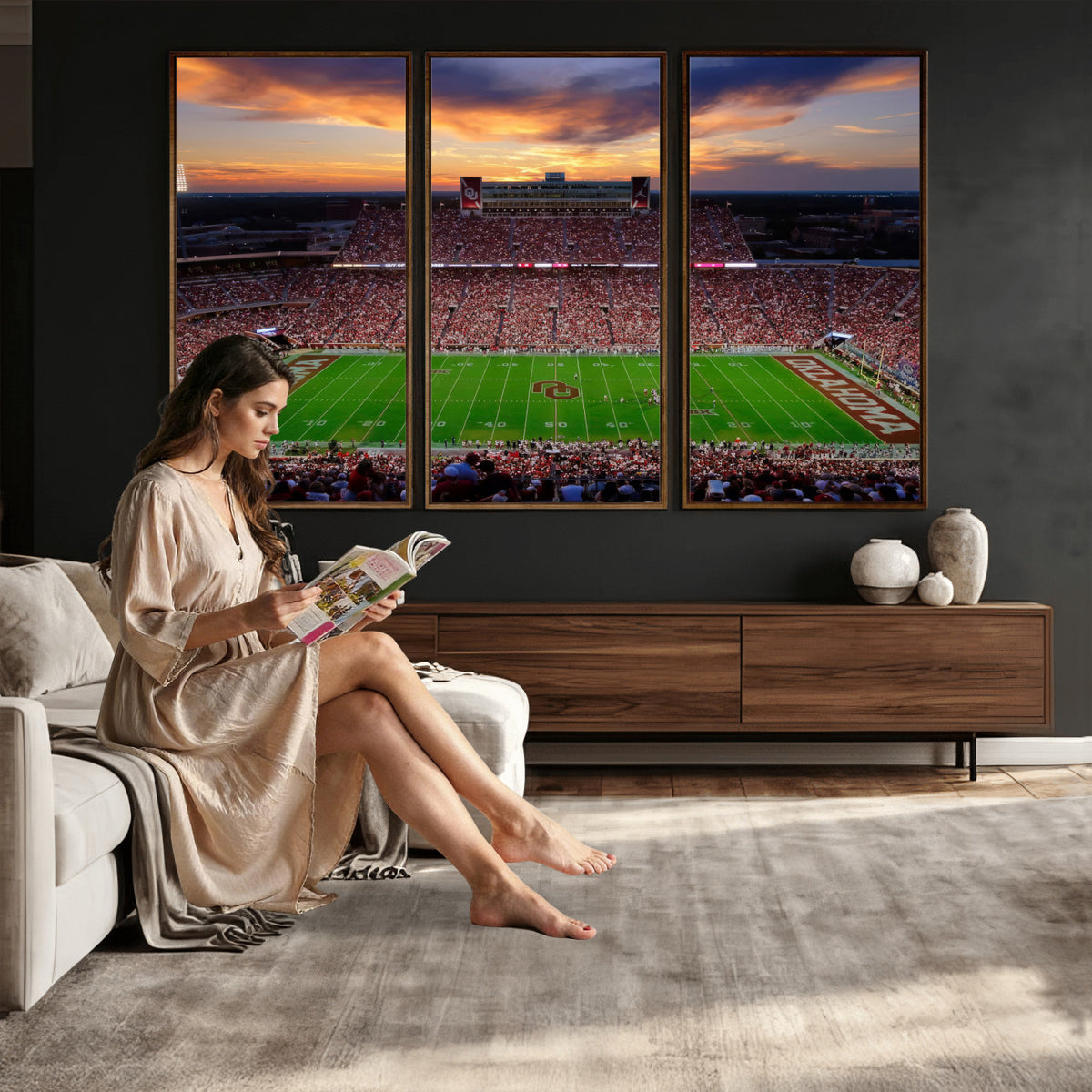 51457497-MGV-CV-36X24 - Oklahoma Sooners Stadium Wall Art Canvas Print, College Football Decor