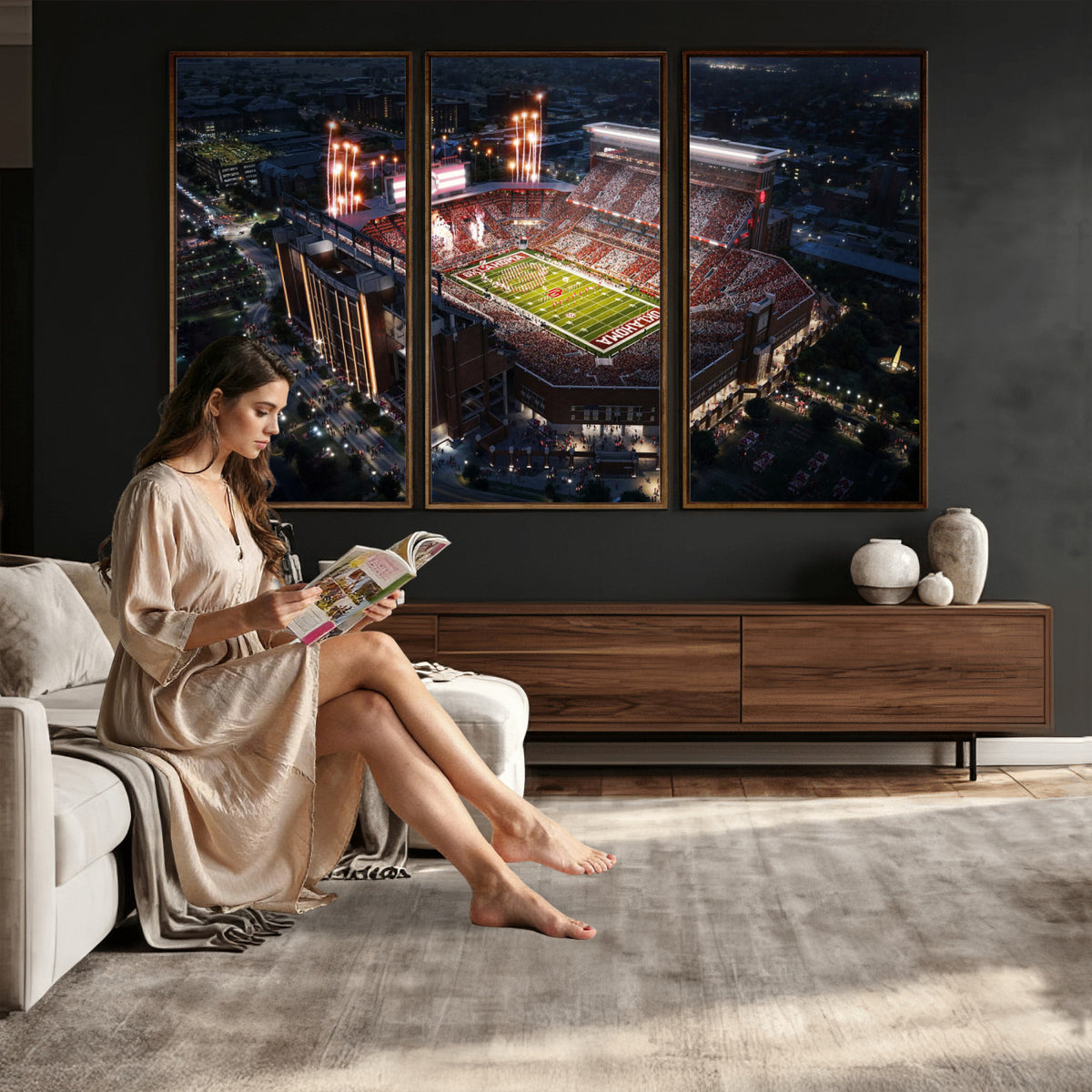 16867141-MGV-CV-36X24 - Oklahoma Memorial Stadium, Gaylord Memorial Stadium Wall Art