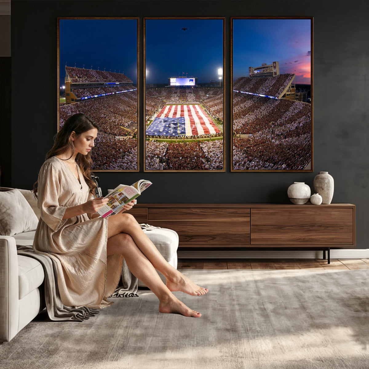 12979182-MGV-CV-36X24 - Oklahoma Sooners Memorial Stadium Wall Art Canvas Print