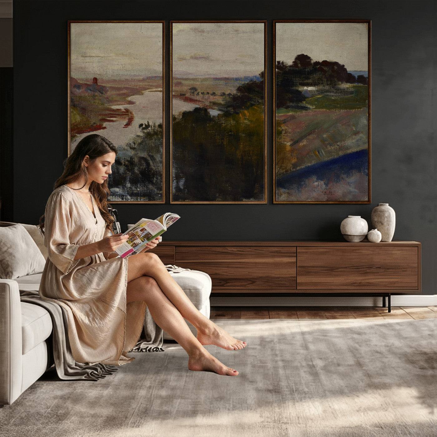 55507874-MGV-CV-36X24 - Jacek Malczewski Landscape at the Vistula Wall Art Canvas Print