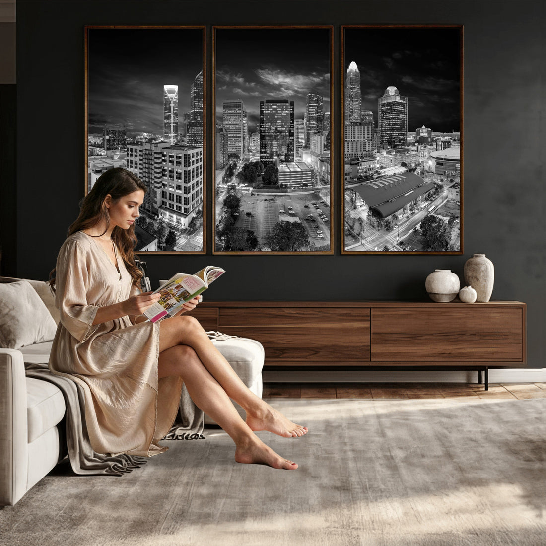 Charlotte Skyline Canvas Wall Art Print | North Carolina Cityscape