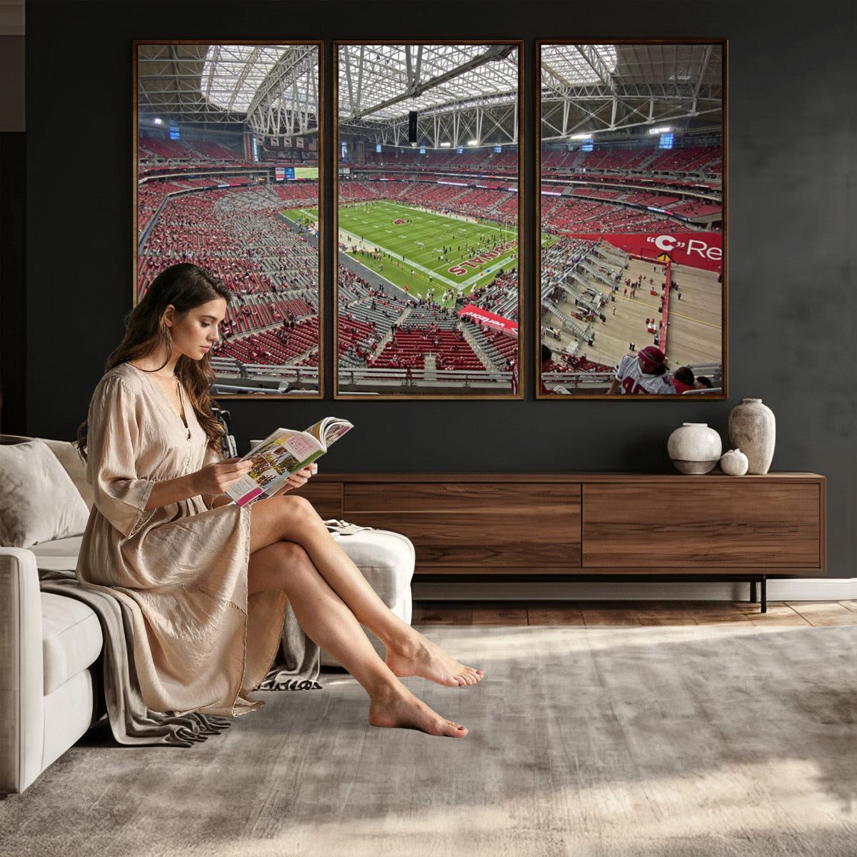 30579717-MGV-CV-36X24 - State Farm Stadium Canvas Wall Art, Arizona Cardinals Football Stadium Print, Glendale NFL Arena Panorama Artwork