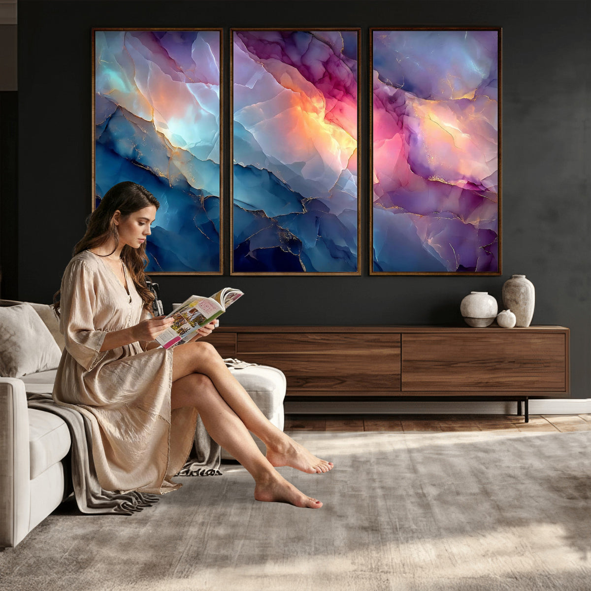 28163849-MGV-CV-36X24 - Colorful Abstract Canvas Wall Art Print, Vibrant Popup Color Art Print