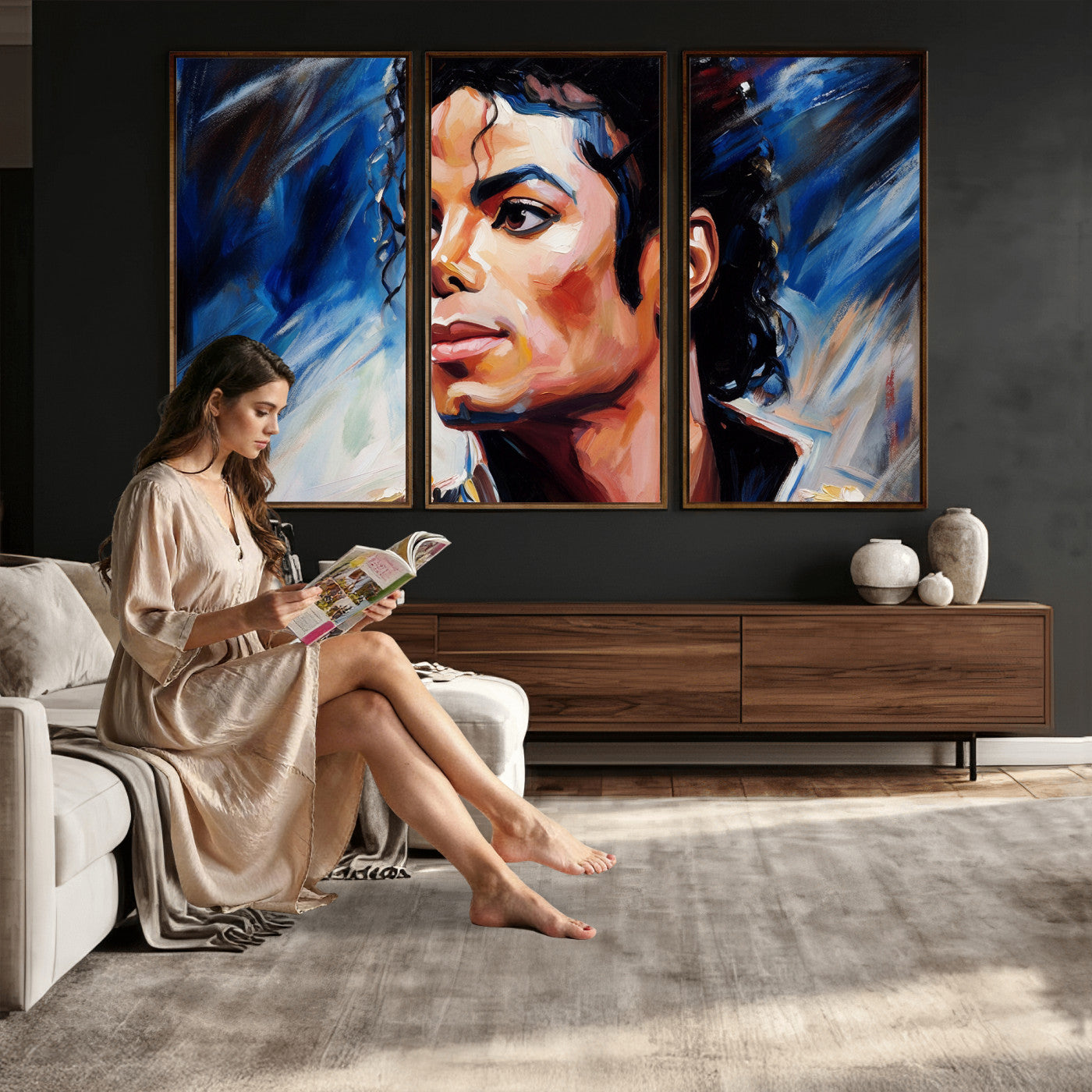 51466481-MGV-CV-36X24 - Abstract Michael Jackson Photo Wall Art Canvas Print