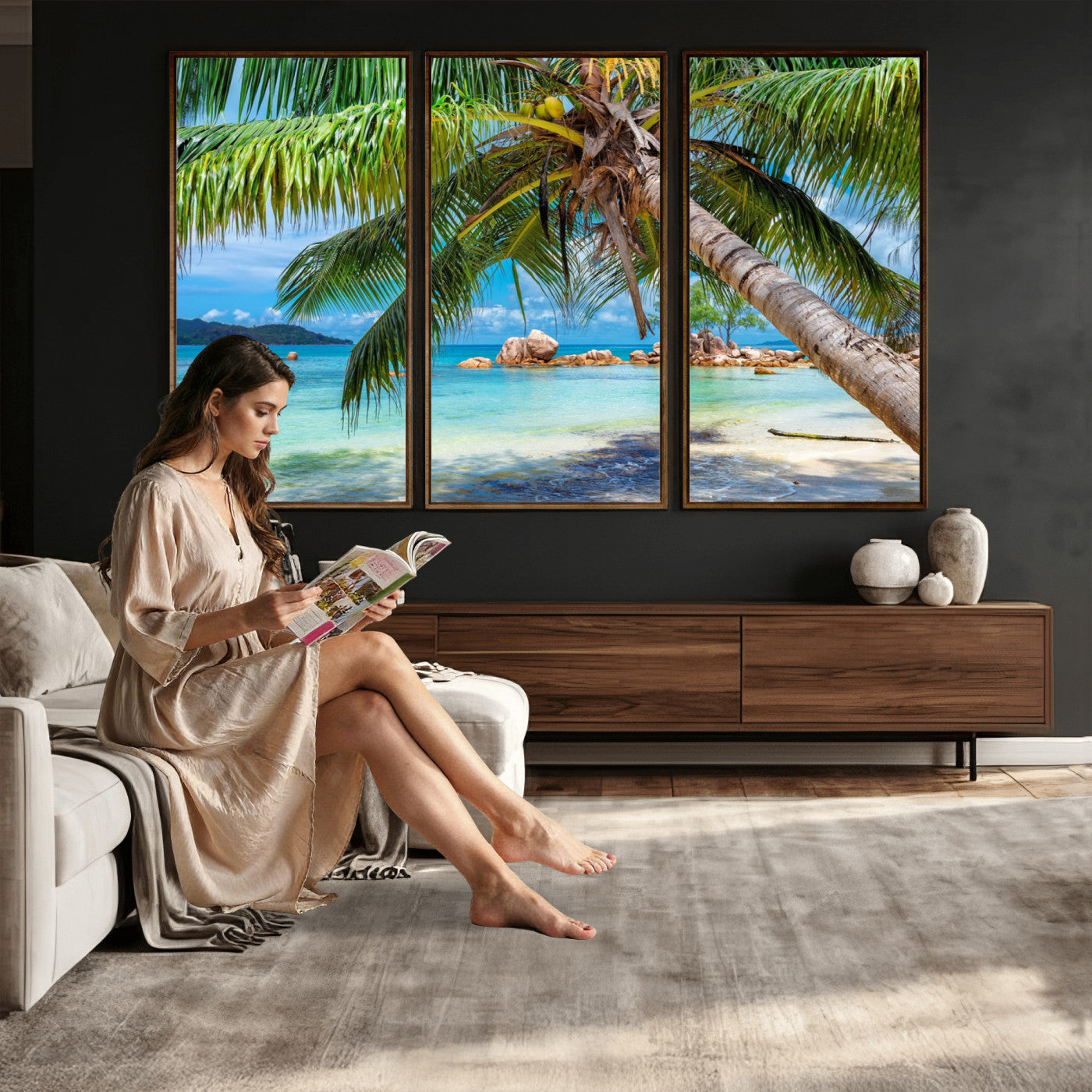 86824715-MGV-CV-36X24 - Seychelles Beach Canvas Wall Art - Anse Volbert Praslin Island Print