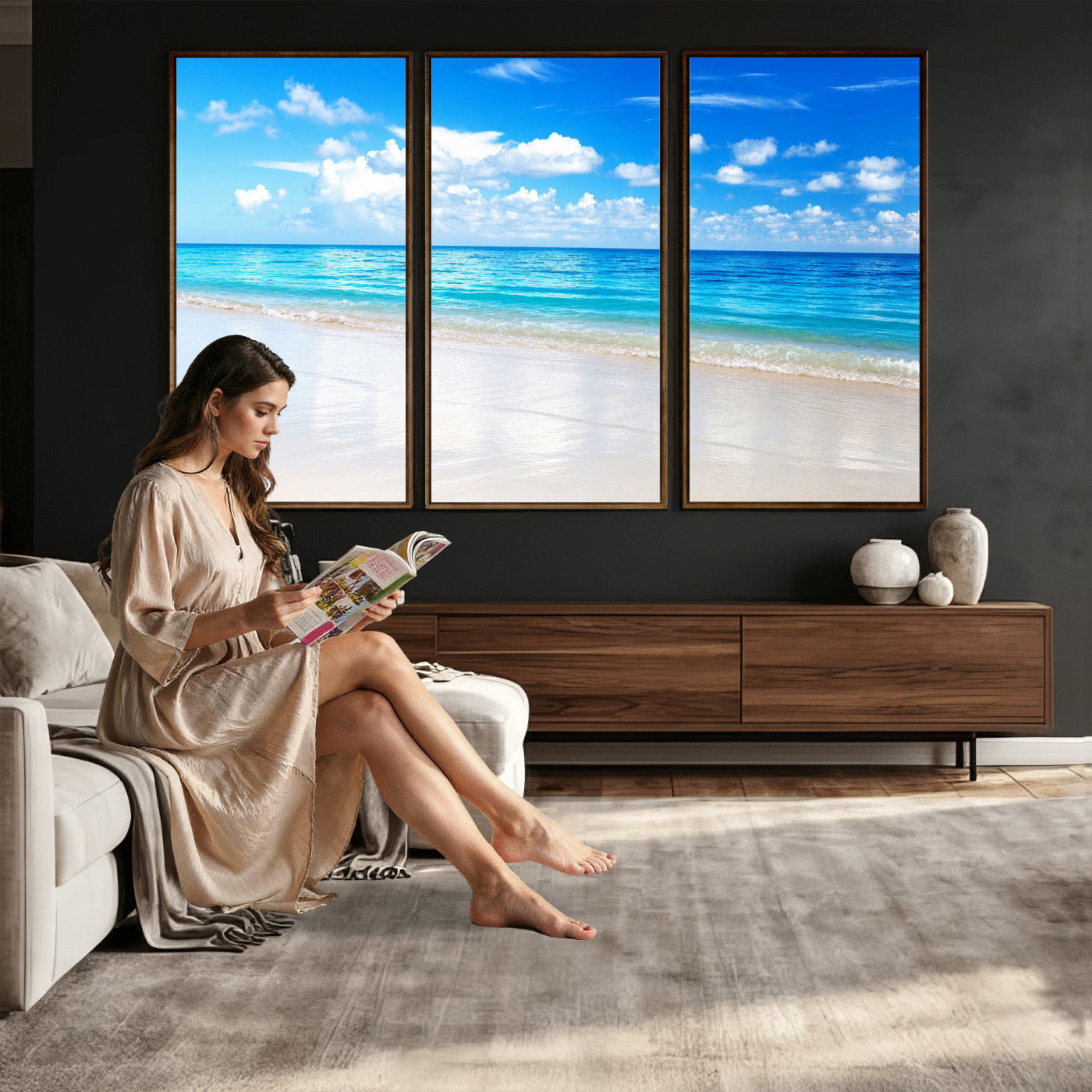 67491909-MGV-CV-36X24 - Tropical Beach Ocean Wall Art Canvas Print for Home Decor
