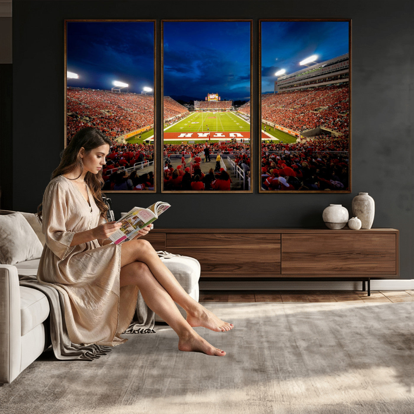 74019251-MGV-CV-36X24 - Rice-Eccles Stadium Wall Art Canvas Print - Utah Salt Lake City Stadium Print