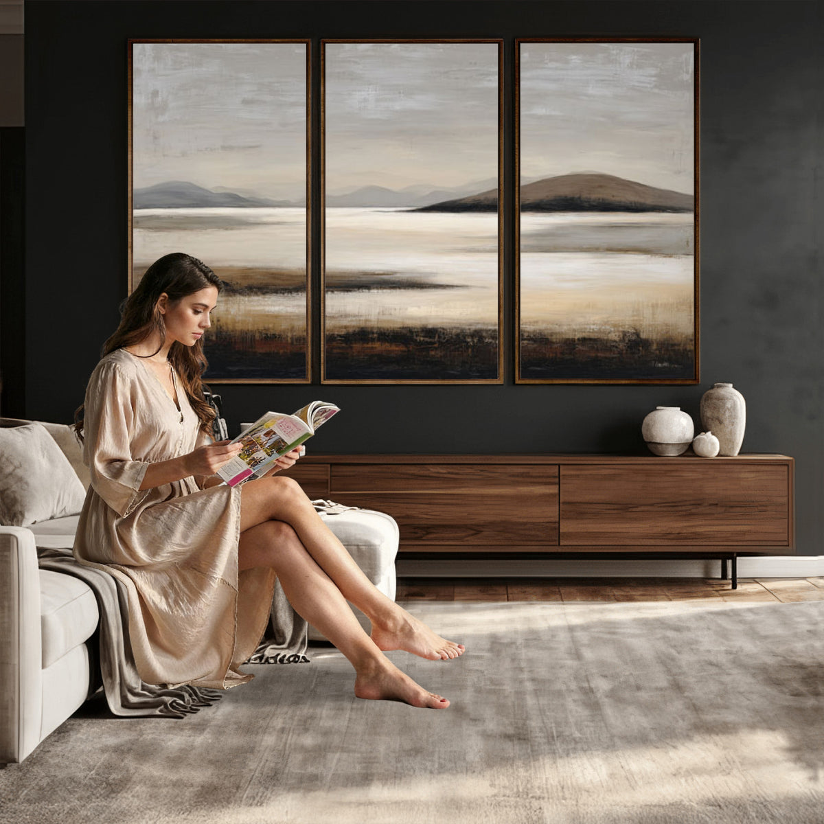 70892205-MGV-CV-36X24 - Modern Abstract Landscape Canvas Wall Art, Minimalist Nature Printing