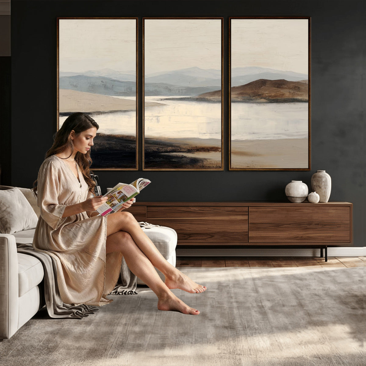 36873679-MGV-CV-36X24 - Modern Abstract Landscape Canvas Wall Art, Minimalist Nature Printing