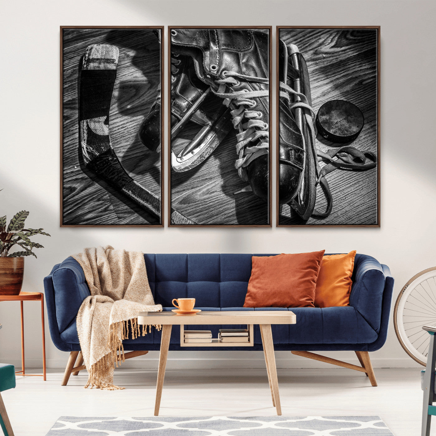MGV-FC-48X32-3P - Old Pair of Mens Skates Wall Art Canvas, Men Skates Wall Art Print