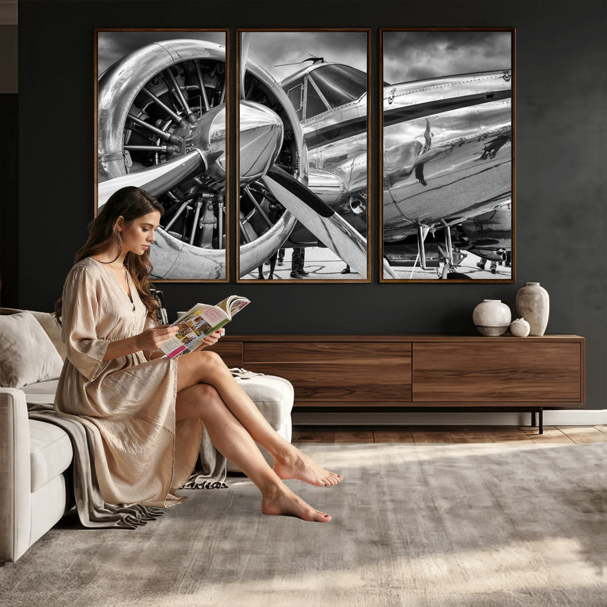 40672-MGV-CV-36X24 - Vintage Antique Airplane Wall Art Canvas Print