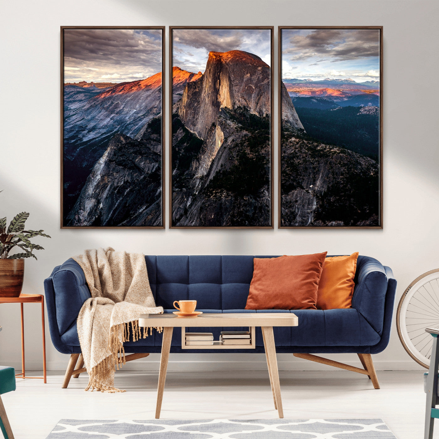 MGV-FC-48X32-3P - Half Dome Wall Art Print - Yosemite Majestic Triptych Landscape Print – National Park Nature Decor