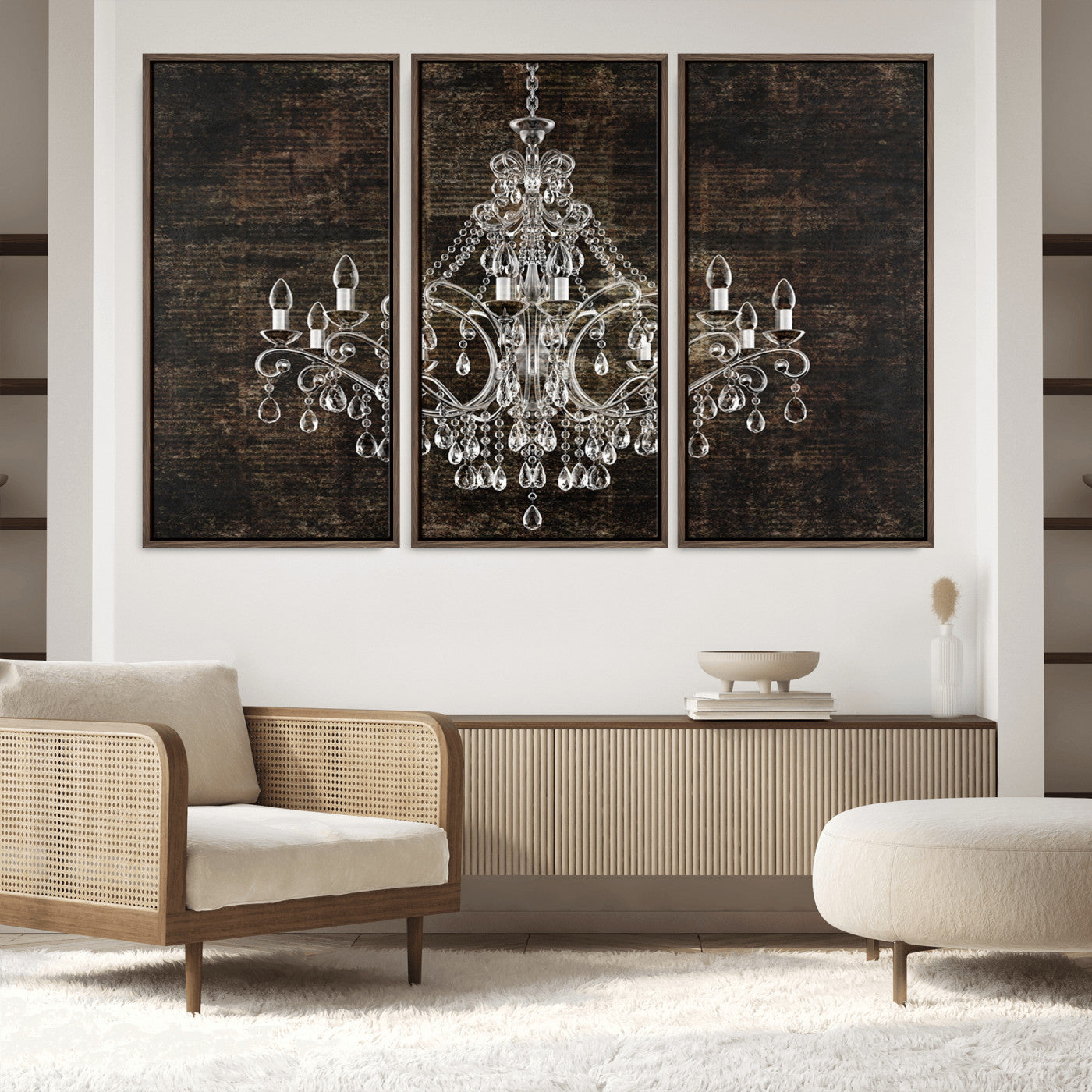 69434-MGV-FC-60X40-3P_Walnut-Rustic Chandelier Canvas Print