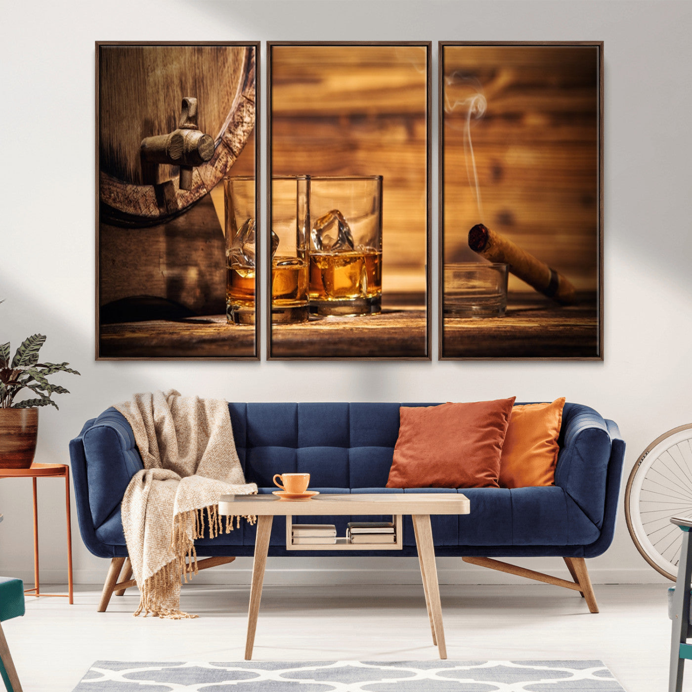 MGV-FC-48X32-3P - Rustic Whiskey and Barrel Canvas Print