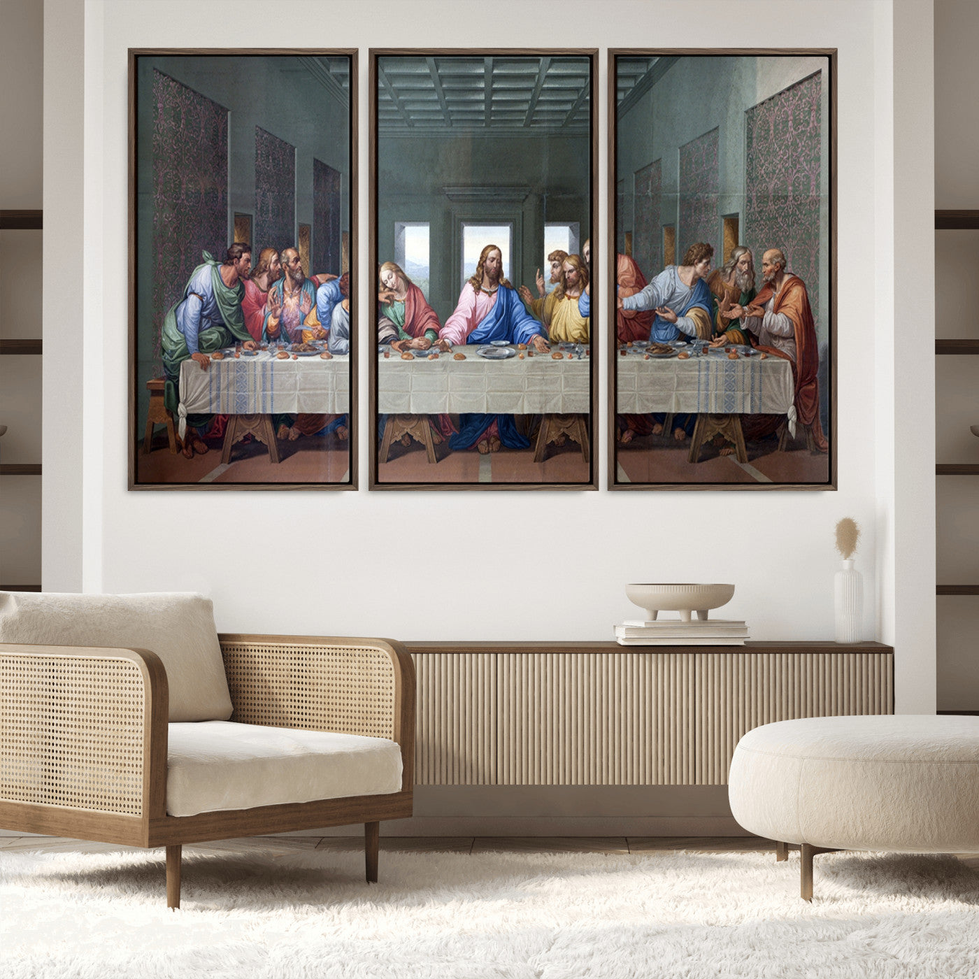 30401-MGV-FC-60X40-3P_Walnut-The Last Supper Multi Panel Canvas Wall Art