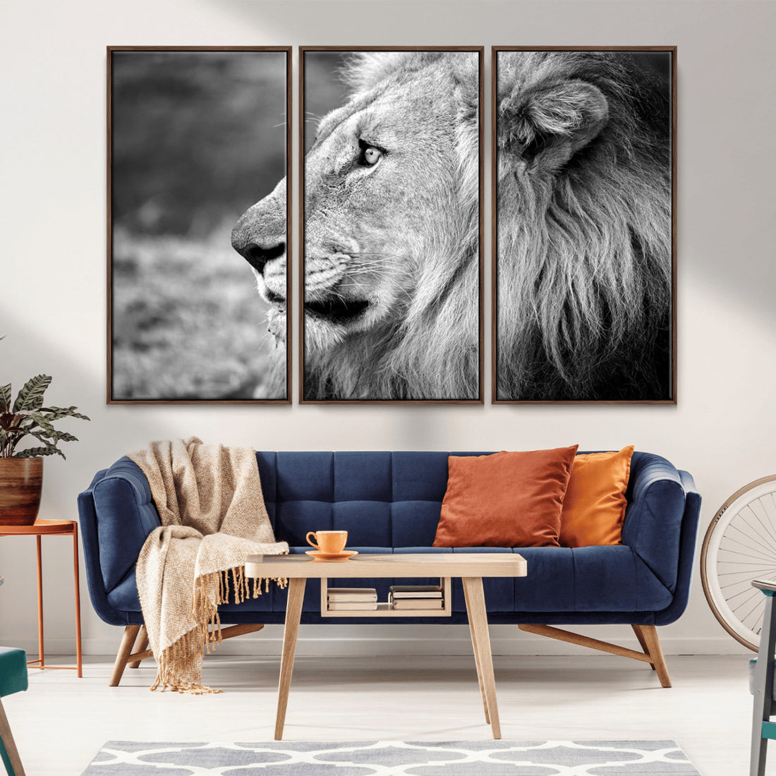 Lion Wall Art Canvas Print | Framed Majestic Wildlife Portrait