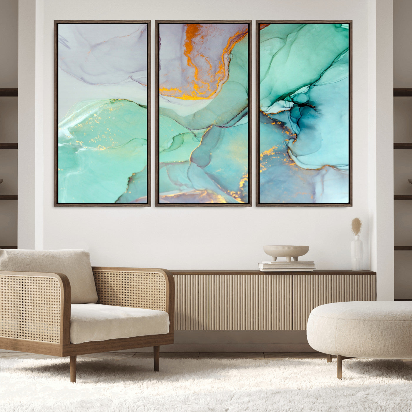 36934-MGV-FC-60X40-3P_Walnut-Colorful Marble Fluid Effect Canvas Wall Art Print