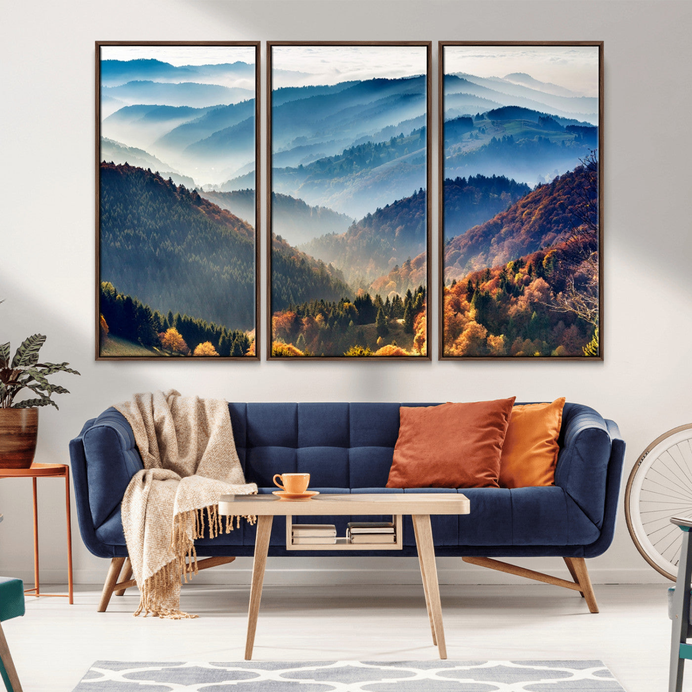 MGV-FC-48X32-3P - Mountains Forest Autumn Wall Art Canvas Print
