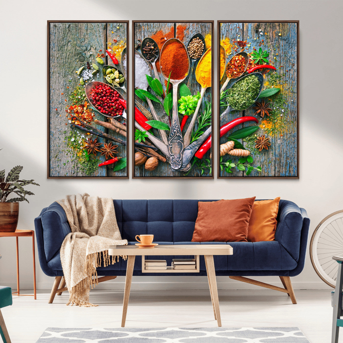 MGV-FC-48X32-3P - Kitchen Wall Art Print - Spoonful of Spices Cooking Wall Art Canvas Print - Vibrant Kitchen Decor