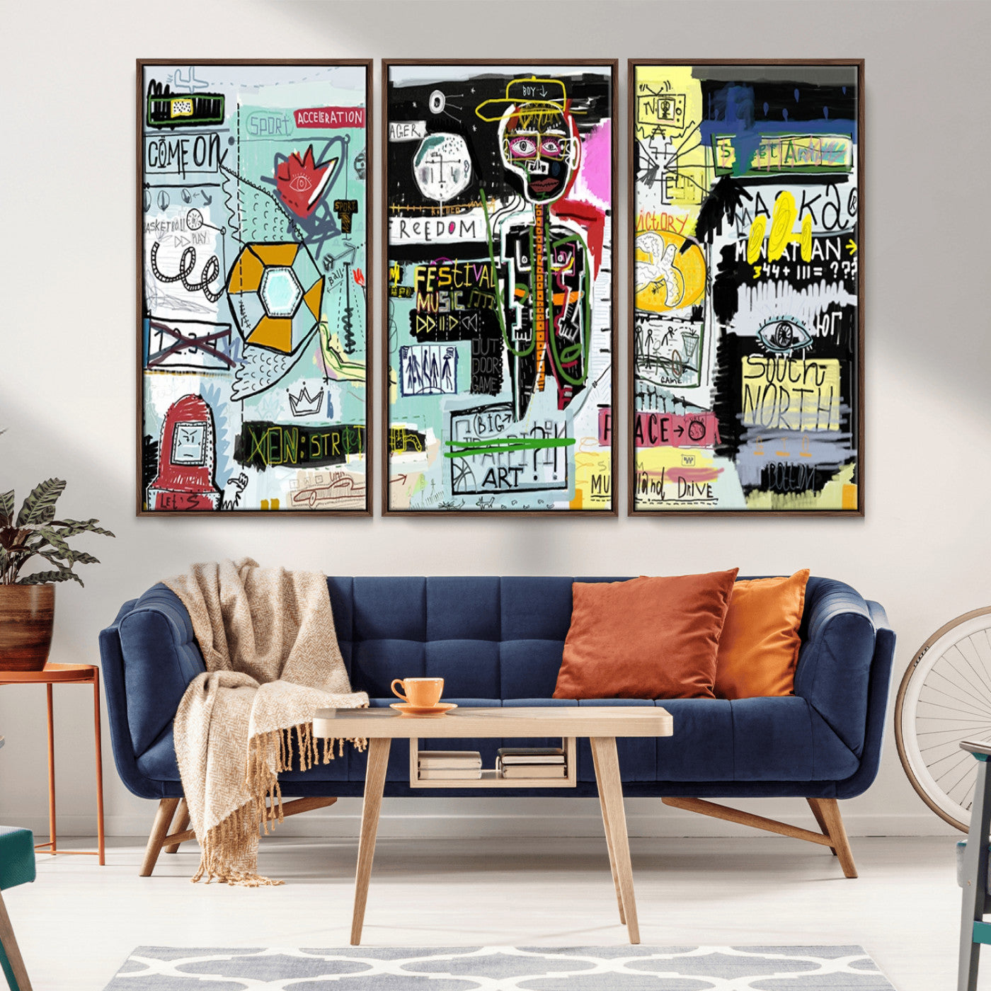 MGV-FC-48X32-3P - Abstract Graffiti Canvas Street Art-Inspired Graffiti Triptych Canvas – Modern Abstract Wall Art for