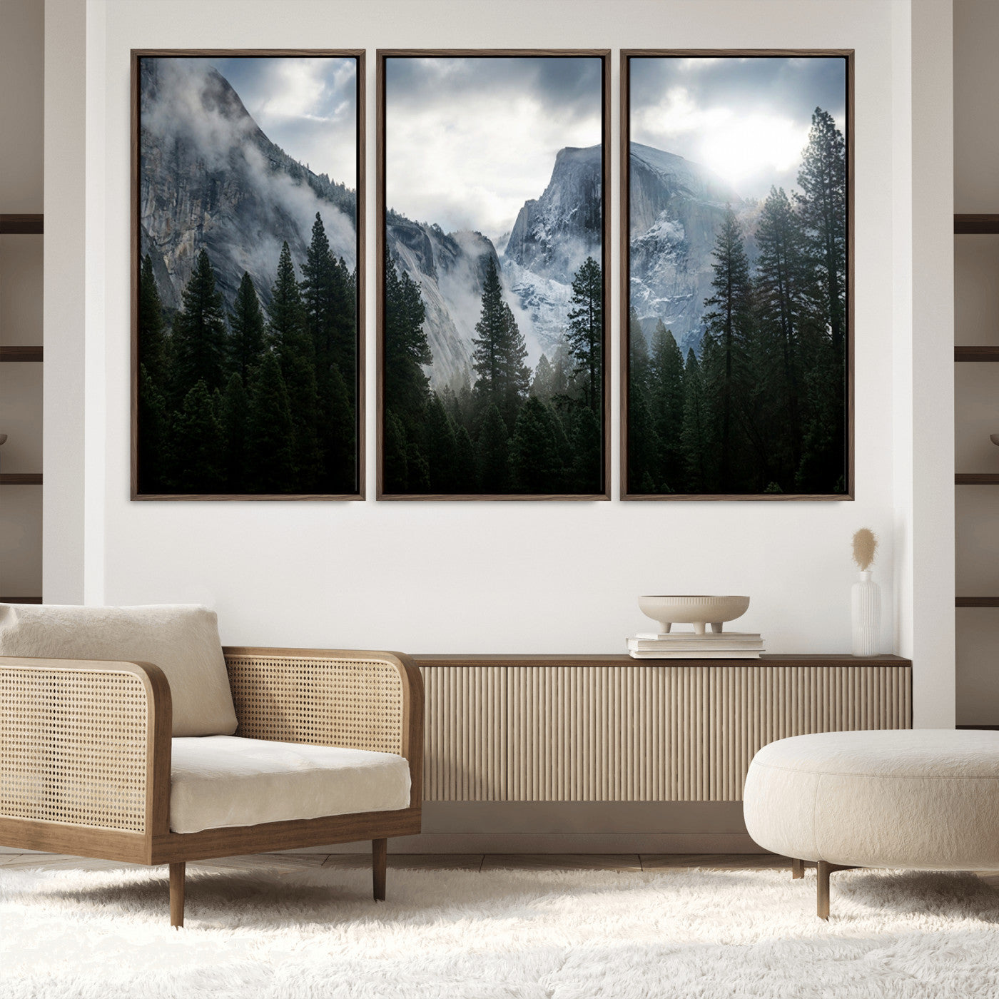 98725-MGV-FC-60X40-3P_Walnut-Wall Art Foggy Forest Landscape Canvas Print