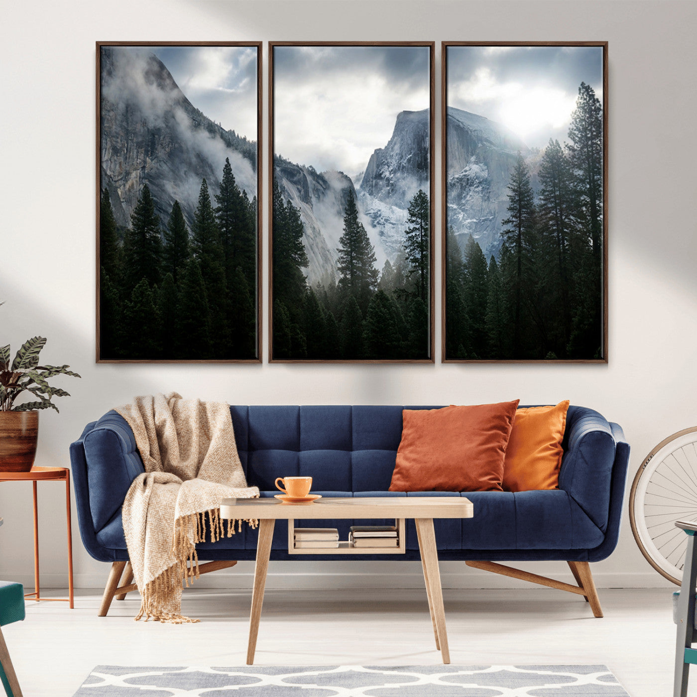 MGV-FC-48X32-3P - Yosemite National Park El Capitan Foggy Mountain Wall Art | Large Canvas Print for Living Room,