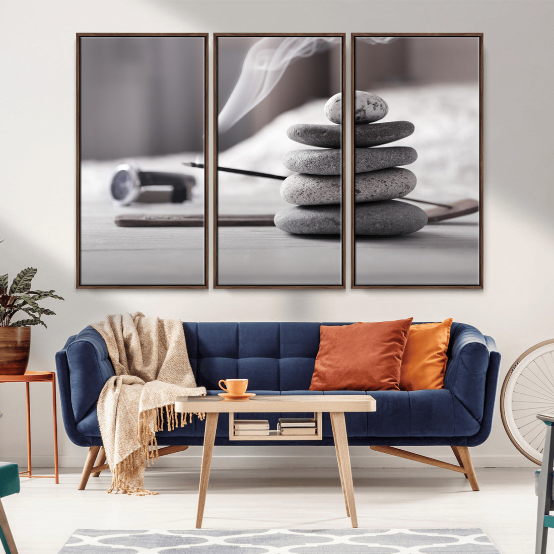 Burning Incense and Zen Stones Buddhism Wall Art | Zen Meditation Canvas Print