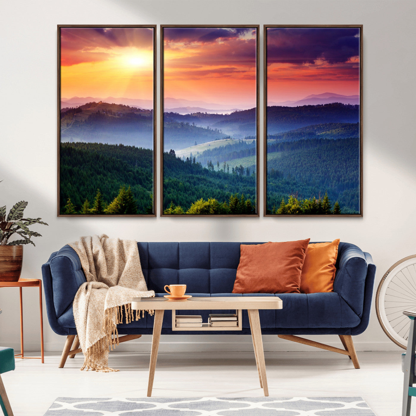 MGV-FC-48X32-3P - Mountain and Sunset Wall Art Canvas Print