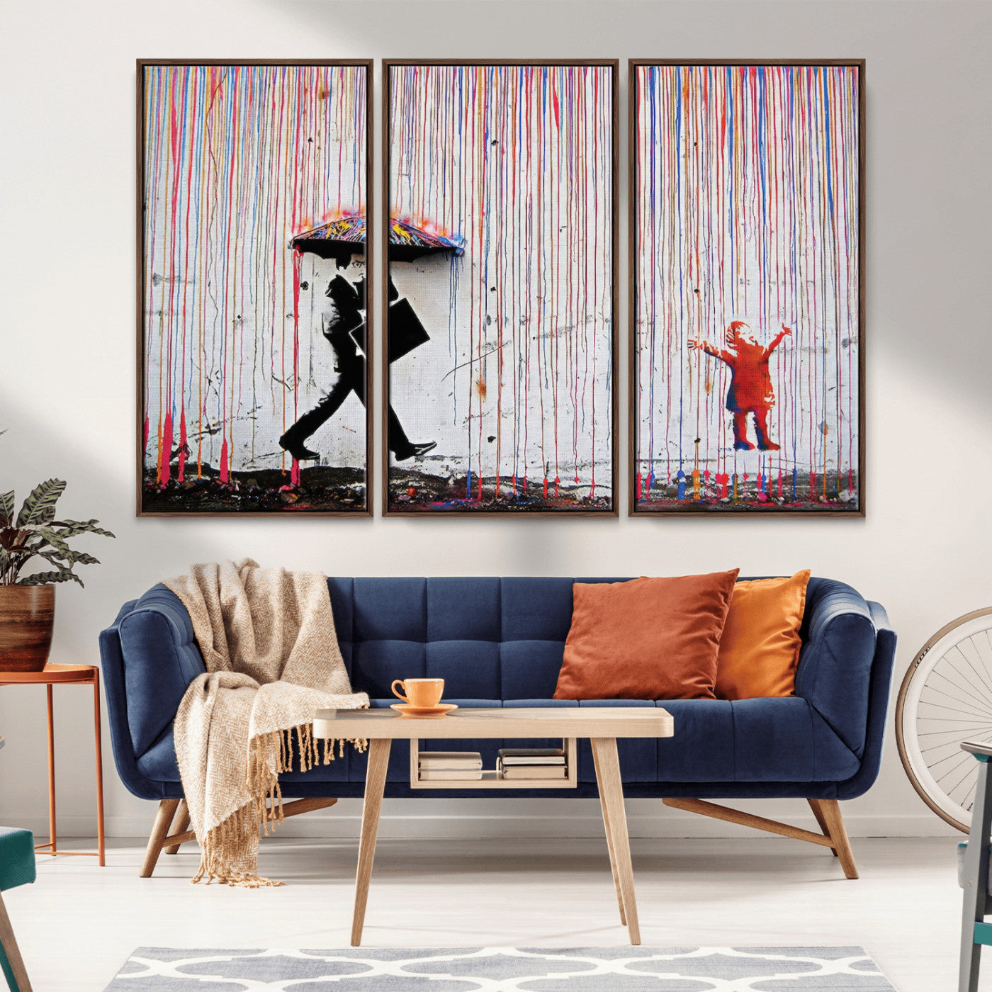 MGV-FC-48X32-3P - Banksy Wall Art Canvas Print, Framed Graffiti Art Picture Print, Banksy Urban Graffiti Perfect Modern Decor Artwork