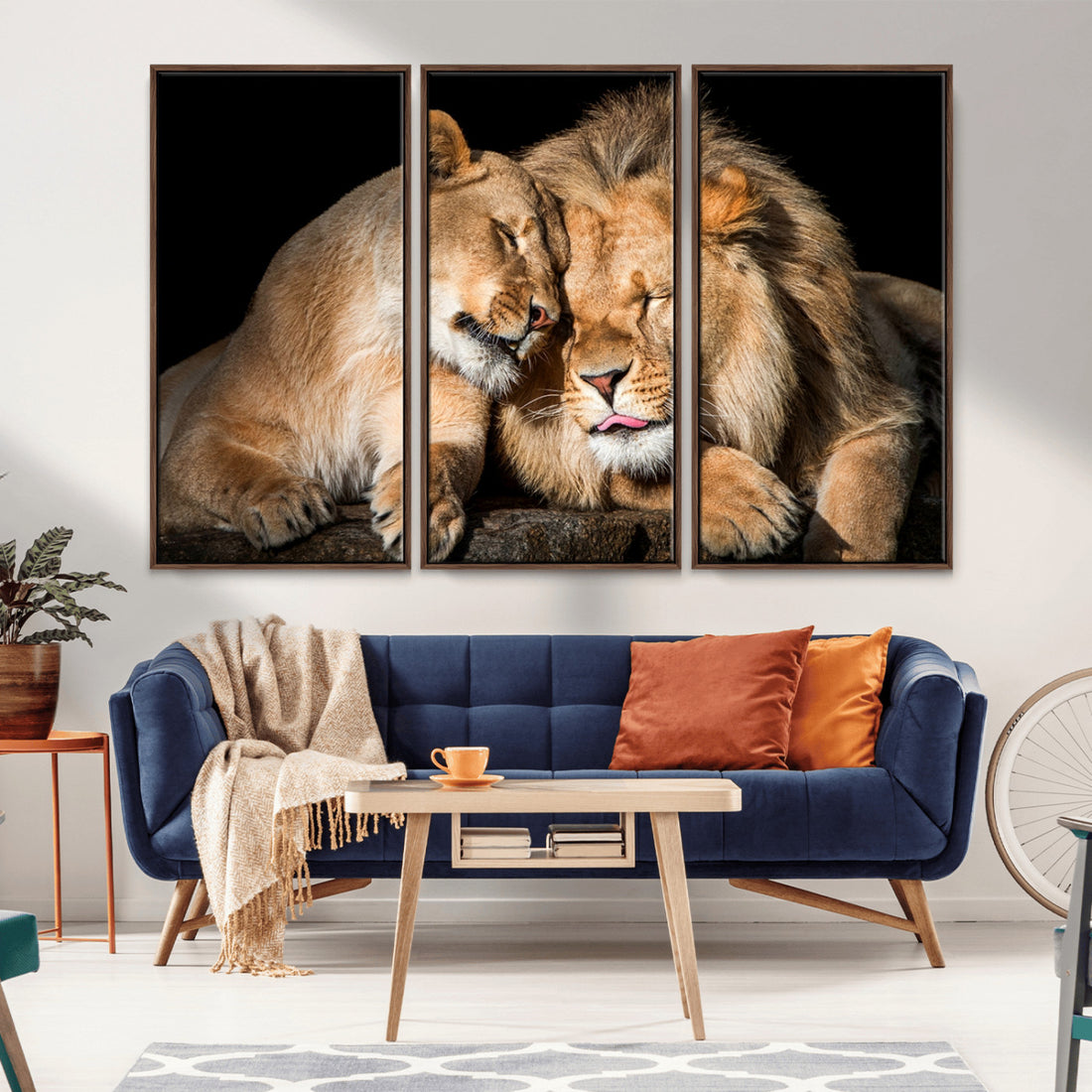 Lion and Lioness Wall Art Canvas Print | African Wildlife Animal Art