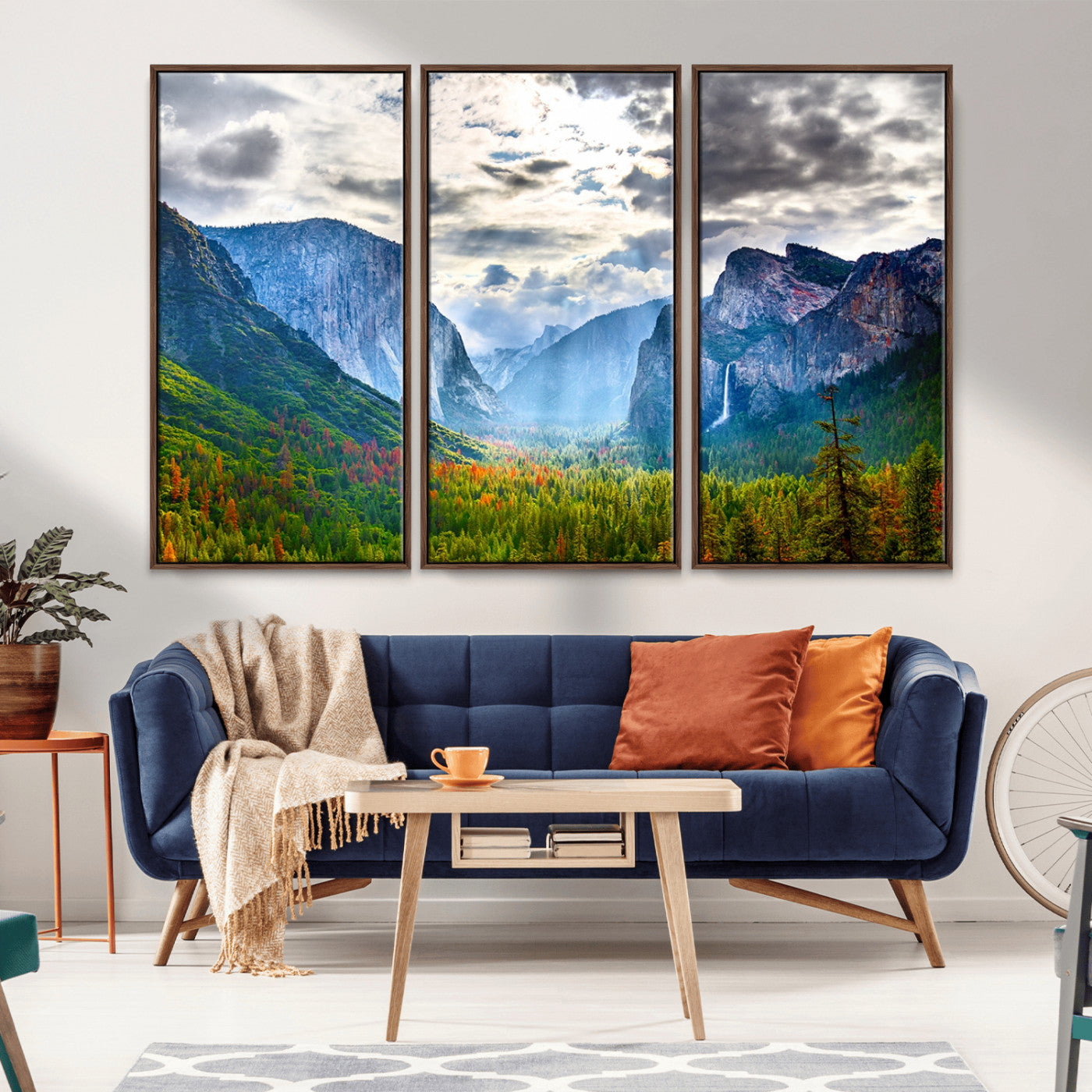 MGV-FC-48X32-3P - Yosemite Park Half Dome 3 Panel Canvas Print | Large Giclée Landscape Wall Art for Living Room,
