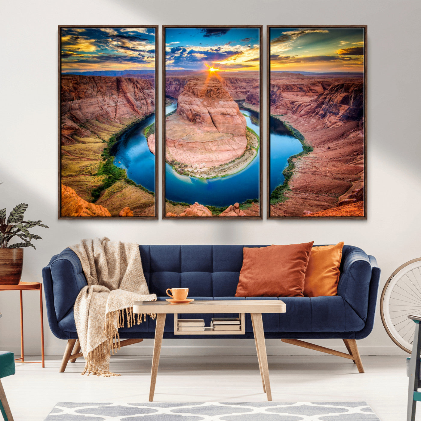 MGV-FC-48X32-3P - Sunset on the Horseshoe Bend Grand Canyon, Horseshoe Bend Grand Canyon Canvas Wall Art Print