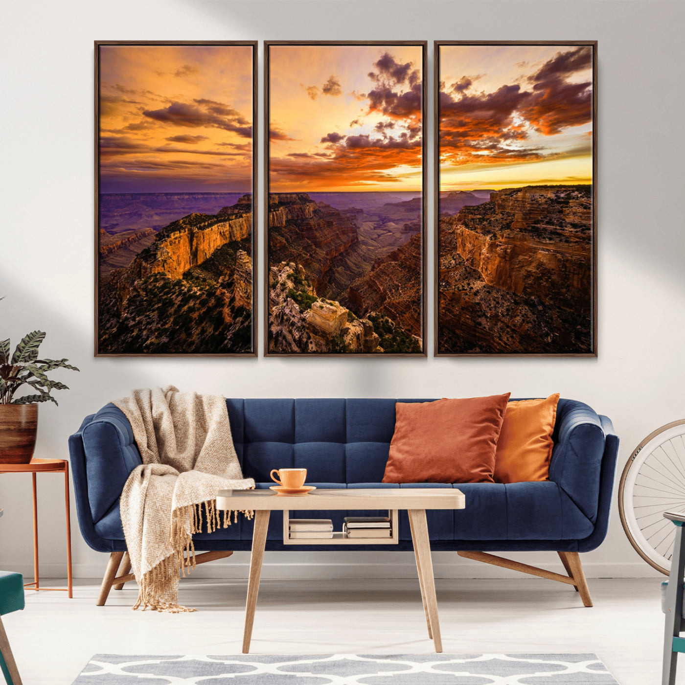 MGV-FC-48X32-3P - Mesmerizing Sunset from Grand Canyon Nal Park Wall Art, Grand Canyon Canvas Print
