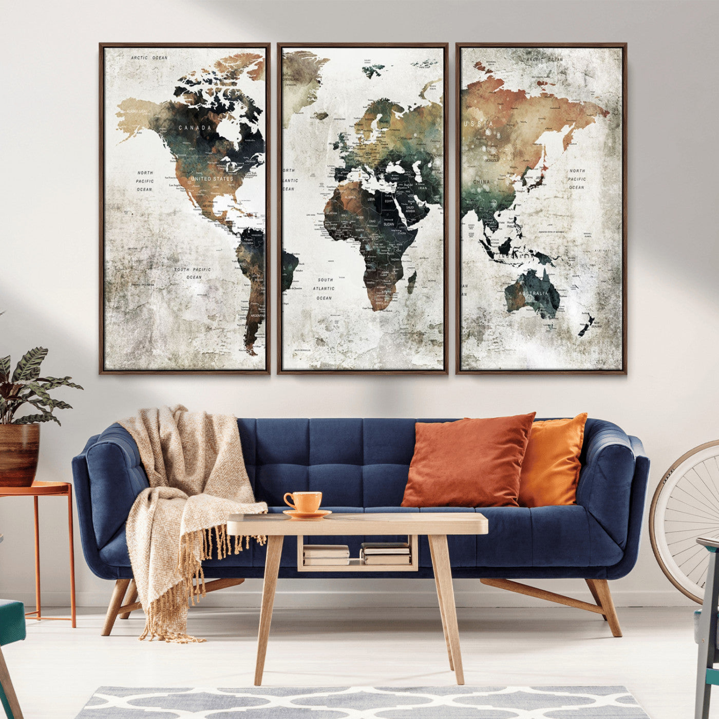 MGV-FC-48X32-3P - Push Pin World Map Canvas Print – Framed Wall Art for Couples to Track Their Travels – Anniversary