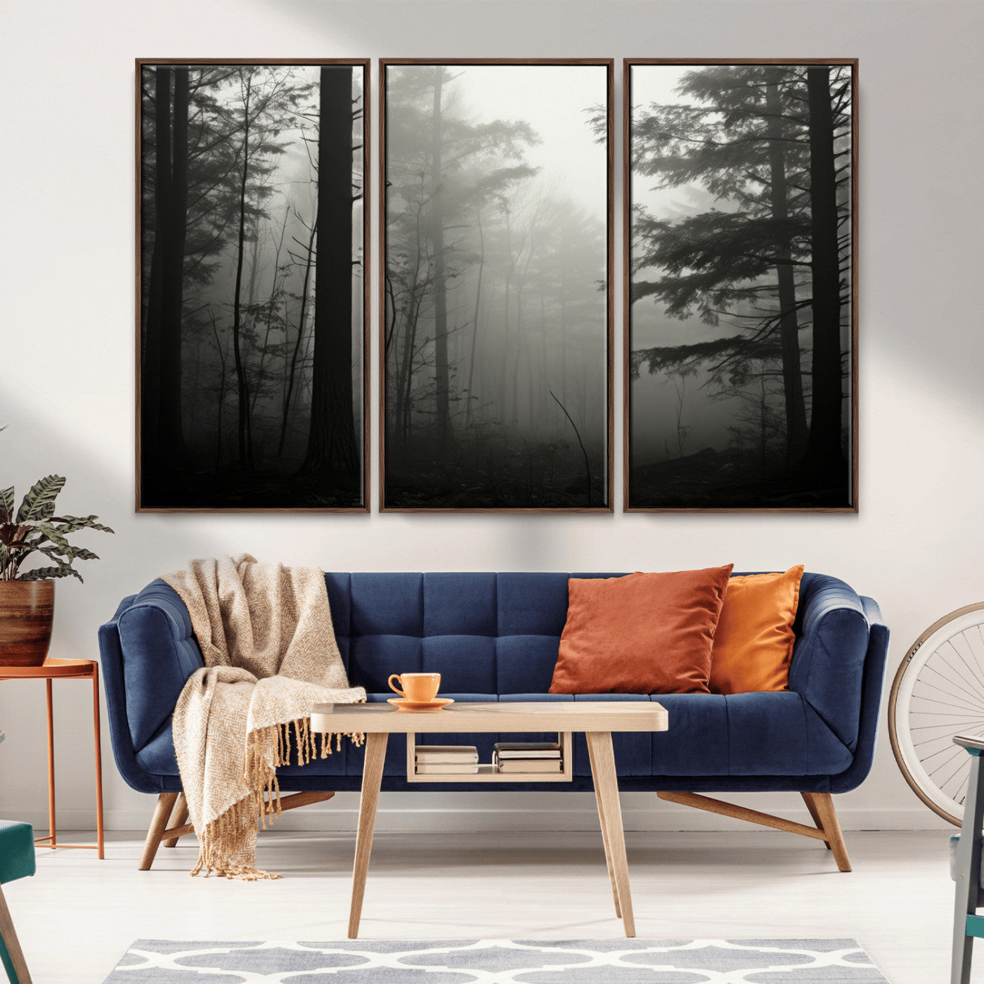 MGV-FC-48X32-3P - Misty Forest Wall Art Premium Canvas Print a Foggy and Serene Atmosphere - Nature Wall Art