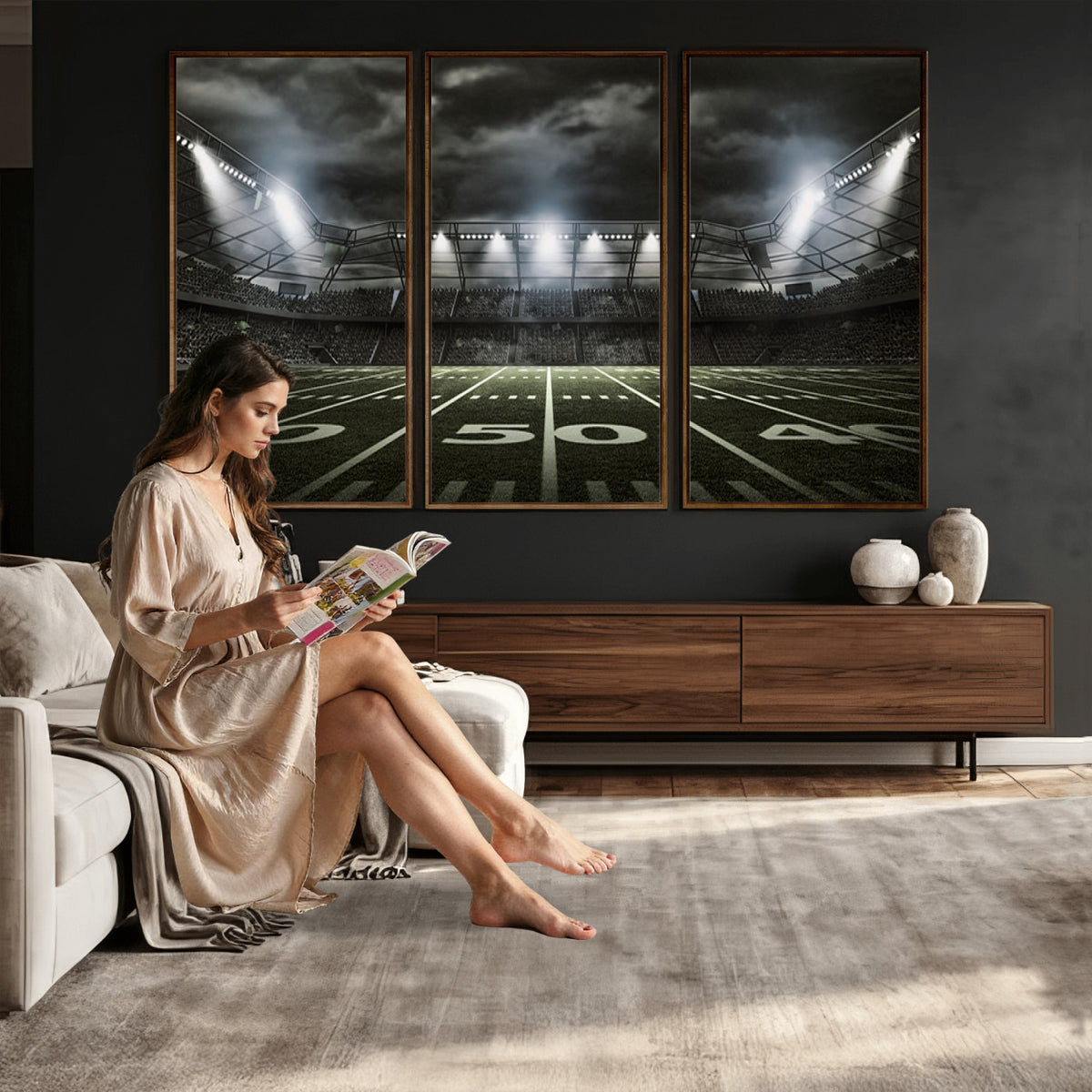 90107-MGV-CV-36X24 - American Football Stadium Wall Art Canvas Print, Stadium Sport Wall Art Print