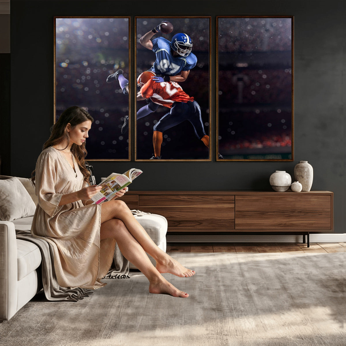 76491-MGV-CV-36X24 - American Football Wall Art Canvas Print, Stadium Sport Wall Art Print