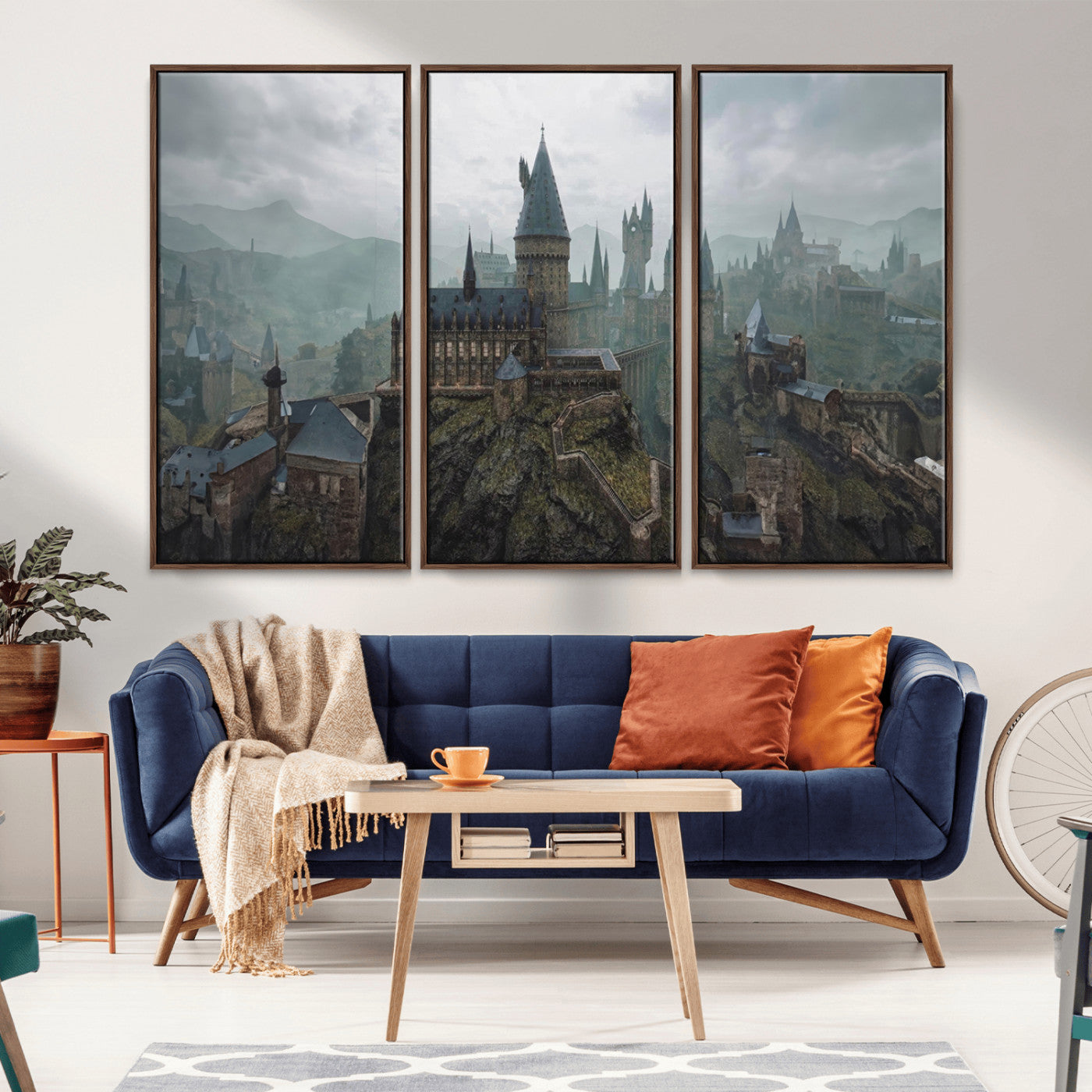 MGV-FC-48X32-3P - Disney Castle Wall Art Canvas Print, Living Kids Home Room Decor Art Print