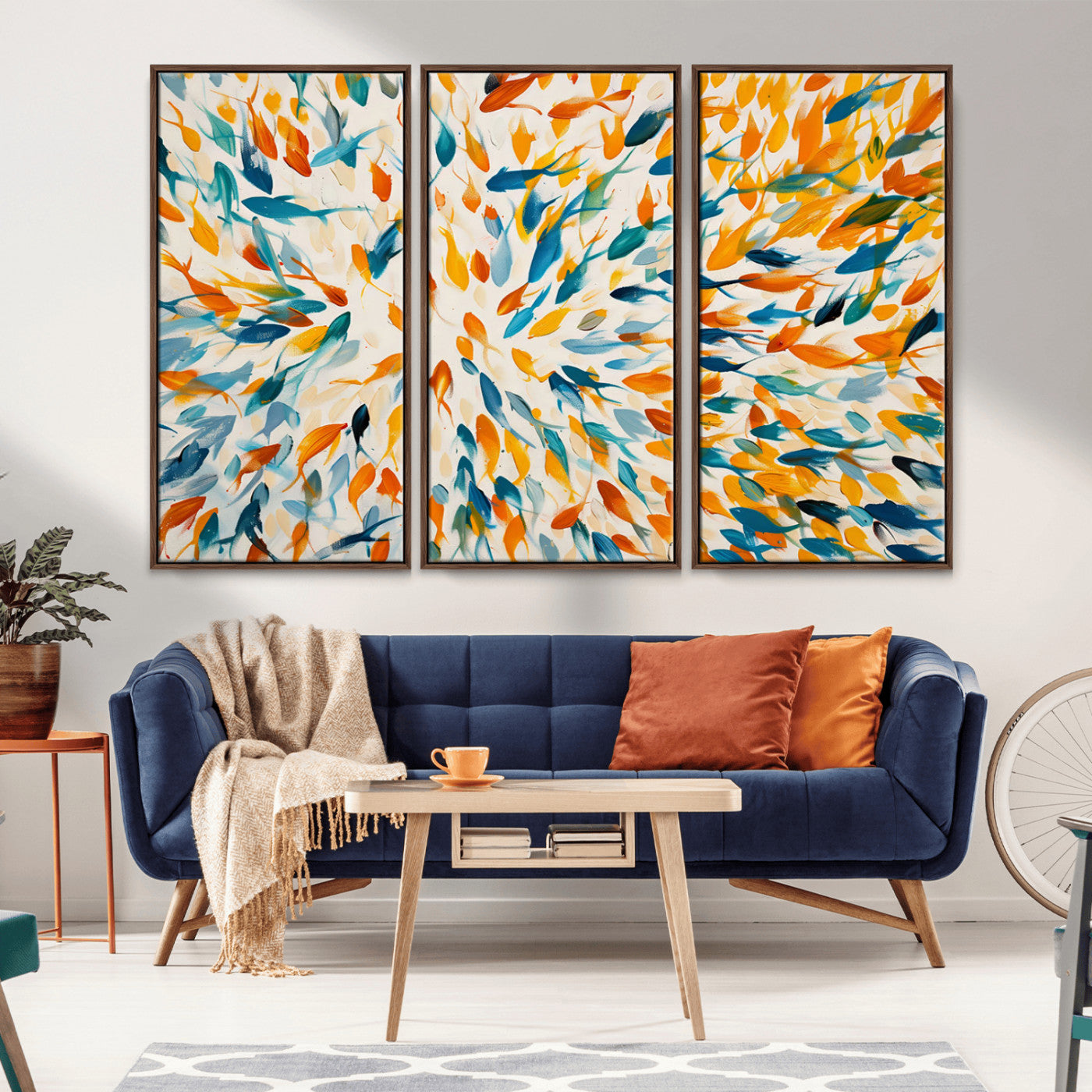 -Colorful Fish Wall Art Print – Abstract Ocean-Inspired Wall Art for Modern Spaces | Framed Canvas,
