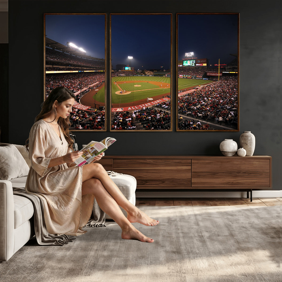 88896-MGV-CV-36X24 - Los Angeles Angels Baseball Team Print, Anaheim Angel Stadium Wall Art