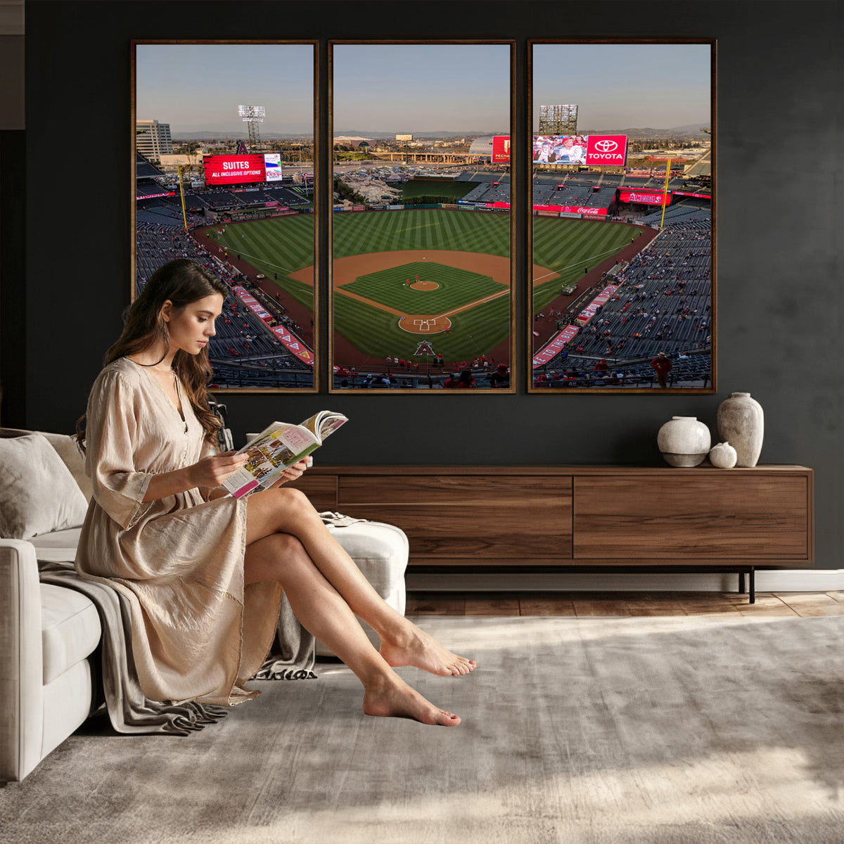45864-MGV-CV-36X24 - Los Angeles Angels Baseball Canvas Print, Anaheim Angel Stadium Wall Art