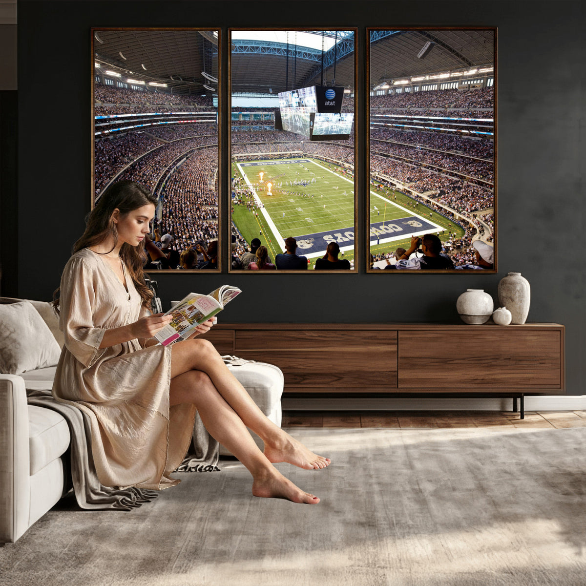 82096-MGV-CV-36X24 - Dallas Cowboys Football Team Print - Arlington AT&T Stadium Wall Art Canvas Print