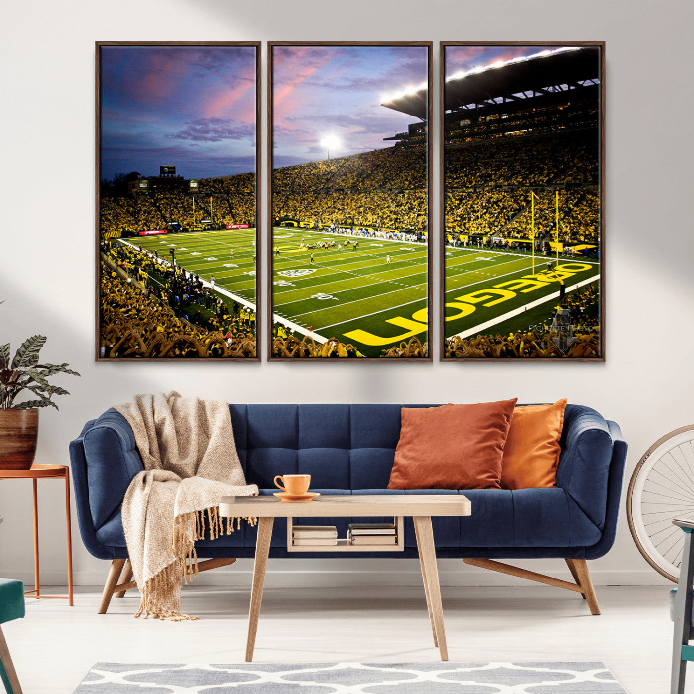 MGV-FC-48X32-3P - University of Oregon Ducks Football Team Print - Eugene Autzen Stadium Wall Art Canvas Print